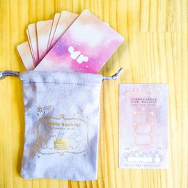 Chubby Squirrel Geomancy Card | NORI Star Cream, 16 Cards, Drawstring Included, Japanese Keyword List Included