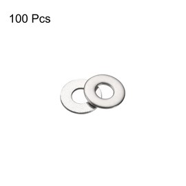 sourcing map #8 304 Stainless Steel Flat Washer for Screw Bolt 100Pcs
