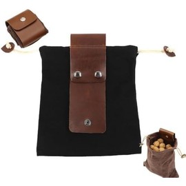 Bolso de cinturón plegable de lona y cuero, Negro
