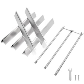 QuliMetal 7536 7508 Grill Replacement for Weber Genesis Silver B/C Gold B/C, Spirit 700, Spirit E-310, E-320 (2007-2012) Side Control Grills, 28 1/8" SUS304 Burner Tube, 22.5" Grill Flavorizer Bars