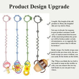 RTMOK Toy Straps for Baby,RTMOK Silicone Setpacifier Clip,Applies to Car Seat Toy,Teether Toy,High Chair,Stroller Accessories,Baby Toy Clips,Cribs,Rocking Chair
