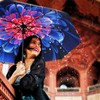 ZUOYOUZ Compact Travel Umbrella,Automatic,Strong,Windproof,Folding,Lightweight,Printed Pattern Backpack Folding Travel Umbrella for