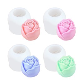 4Pcs Flower Silicone Candle Mold Set – Rose Flower Wax Mold for DIY Rose Candle Making, Soy Wax, Beeswax, Resin Craft, Moldes De Rosas Silicona para Velas for Chocolate Ice Soap Wax