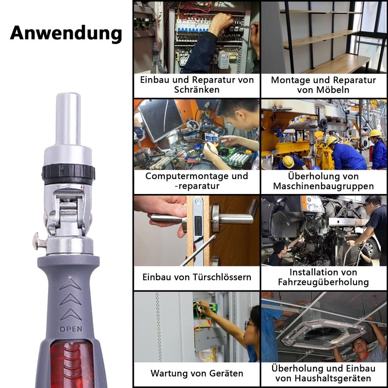 ANBOO Ratchet Screwdriver 10-in-1 Multibit Screwdriver Multitool Angle Adjustable Screwdriver