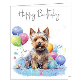 Doggie of the Day Happy Birthday Greeting Cards Silky Terrier - Cute Note Cards for Dog Lovers - Blank Inside Envelope Included, GCHB00284 10 Note Cards