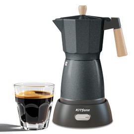 KITfanz Electric Espresso Coffee Maker, Italian Coffee Pot, Electric Moka Pot, Cuban Coffee Maker, Portable Cafeteras Electricas Espresso Makers with Detachable Base 3 or 6 Cup (Grey)