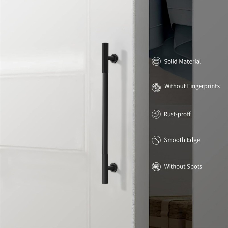 KNOKLOCK 10 Pack 7.5 Inch(192mm) Kitchen Cabinet Handles Matte Black