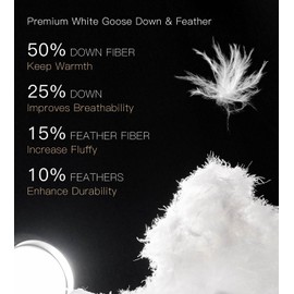 SANSWAN Luxury Goose Down Comforter King Size, All Season Fluffy Duvet Insert, 750 Fill Power, Soft Cotton Fabric, 56oz Medium Weight, Hotel Bedding Comforter with Corner Tabs, 106 x 90 Inch