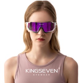 KINGSEVEN Polarized Cycling Sunglasses Men Sports Sunglasses Mtb Bicycle Glasses UV400 Protection LS910 (LS910-C04 White Purple)