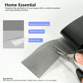 NANTuYo Screen Repair Tape 3-Layer Strong Adhesive 2"120" (10FT) Repair Kit for Windows or Doors Fiberglass Screen Tape Mesh (Black)