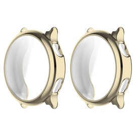 MGUEIAO [2 Pack Compatible with Garmin VivoActive 6 for TPU Transparent Case,Watch Overall Protective Cover Watch [Anti-Scratch]-Gold