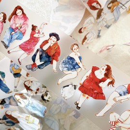 RICHTAPES Seahorse Forest Vol6 A36 Little Comfort,Pre-Cut Kawaii Vintage Original Character Matte PET Washi Tape Stickers,for Scrapbook Supplies,Scrapbook Tape Stickers,Junk Journal Supplies