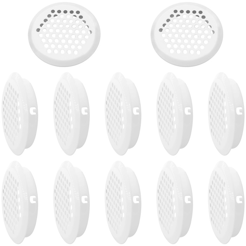 12 PCS Round Louver Grill Cover Air Vents (White)