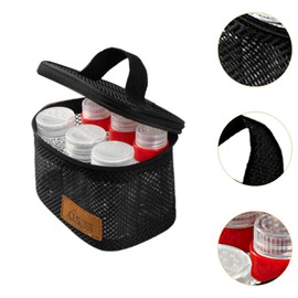 SM SunniMix 6 Pieces Camping Seasoning Bottles Portable Spice Jars Transparent Empty Can with Bag Spice Containers for Hiking BBQ Travel, Black