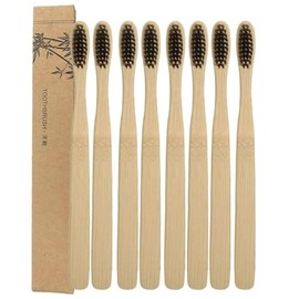 Pack 8 Cepillos de Dientes de Micro Cerdas Hechos 100% de Madera de Bambú Biodegradable Paquete 8 piezas de Cepillo de dientes con Cerdas Extra Suaves
