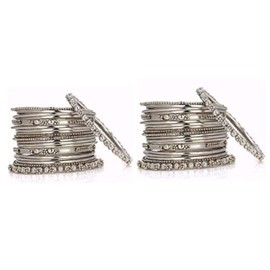 Efulgenz Indian Bangles for Women Indian Oxidized Silver Tone Jewelry for Navratri Boho Vintage Antique Ethnic Gypsy Tribal Indian Oxidized Bracelet Bangles Set Jewelry