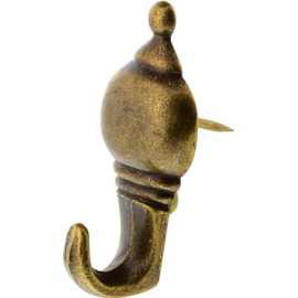 The Hillman Group 122212 Antique Push Pin Hanger Brass Plated, 3-Pack