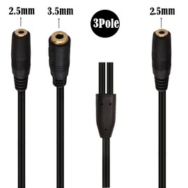 Traovien 2.5mm 3Pole TRS Stereo Female to 2.5mm Female & 3.5mm Female Y Splitter Audio Jack Adapter Cable20cm (2.5 TRS F /2.5 TRS +3.5 TRS F)