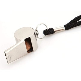 YSSZAM Silver Coach Referee Stainless Steel Safety Whistle with Lanyard Coach and Referee Whistles Black Rope for School Sports,Soccer,Football,Basketball and Lifeguard Protection