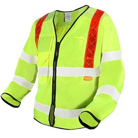 Orange Brace Long Sleeve Vest Hi Vis Viz Reflective Safety Vest Waistcoat, Conforms to EN20471 Class 3, High Visibility, By Brook Hi Vis, XXLarge