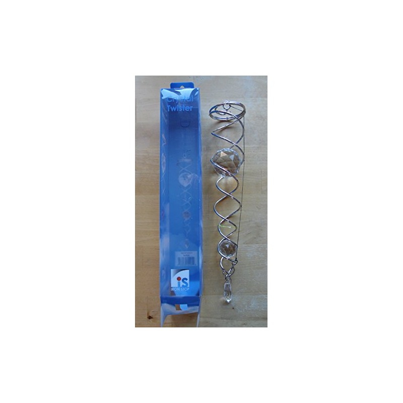 Iron Stop 34cm SILVER Spiral Twister with CLEAR Crystal. Wind