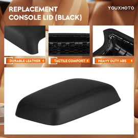 Youxmoto Center Console Lid 11-18 fit for Dodge Charger/fit for Chrysler 300 2011 2012 2013 2014 2015 2016 2017 2018; Black PU Leather Armrest Cover; fit for 1VT06DX9AA 6LC27DX9AA