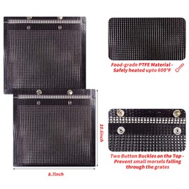 YBB 2 Pcs BBQ Grill Mesh Bag with 2 Pcs Silicone Brush, Non-Stick Large BBQ Baked Grilling PTFE Bag Heat-Resistant Reusable Easy to Clean Mesh Backing Bag for Outdoor Picnic Cooking Barbecue