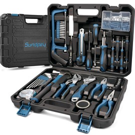 Sundpey Home Tool Kit 148-Pcs - Household Basic portable Hand Repair Tool Set with Case & Ratcheting Screwdriver & Hex Key & Pliers & Wrench & Voltage Tester & Water Pump Plier for Men Women