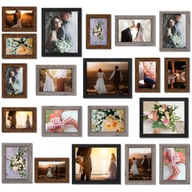 Namalu 20 Pcs Gallery Wall Frames Set Rustic Picture Frames Collage Assorted Photo Wall Decor Pack for Hanging or Tabletop Display Multi Sizes with 8 x 10, 5 x 7, 4 x 6 (Stylish Color)