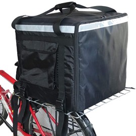 Packir PK-140Z: Huge Heat Insulation Food Delivery Bag for Motorcycle, Big Pizza Delivery Bags for Bicycle/Scooter, 2 Layers, Rigid Frame, Side Loading, 20" x 20" x 20"