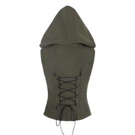 LTAKK Renaissance Costume Corset Women Medieval Hooded Vest Ren Faire Gothic Steampunk Tops, Large