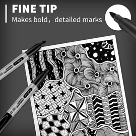 craftinova Black Permanent Markers Bulk Fine Point, Fine Tip Markers Set, Quick Drying and Fade Resistant, Works on Wood, Plastic, Paper, Metal for Classroom, Office, Home, 30 Count