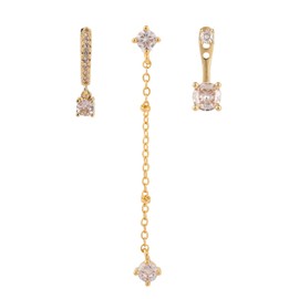 Mikovivi 3 Pairs Gold Stackable Earrings Set, Gold Dangle Earrings Studs Hoop Earring Stack Trendy Ear Jewelry Gift for Women