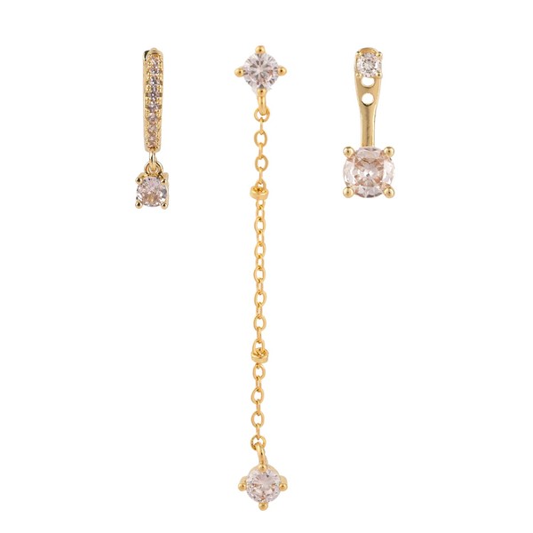 Mikovivi 3 Pairs Gold Stackable Earrings Set, Gold Dangle Earrings