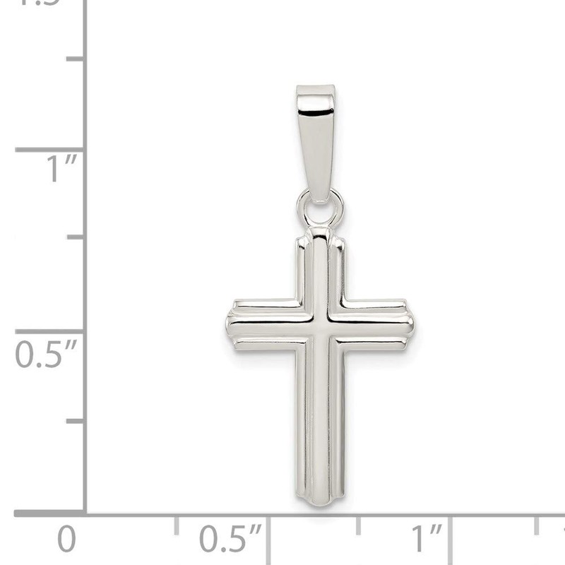 Solid 925 Sterling Silver Polished Cross Pendant (23mm Height x