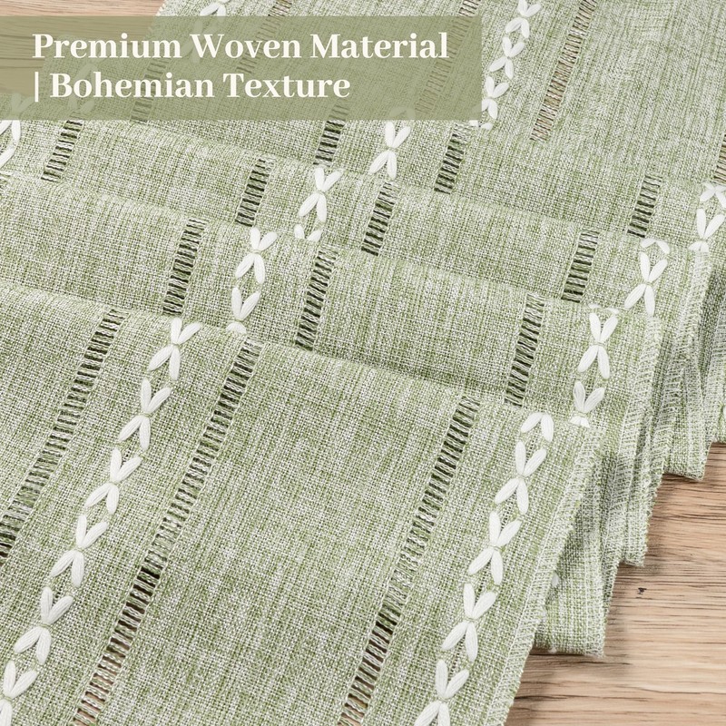Boho Table Runner and Placemats Set of 6, Modern Farmhouse