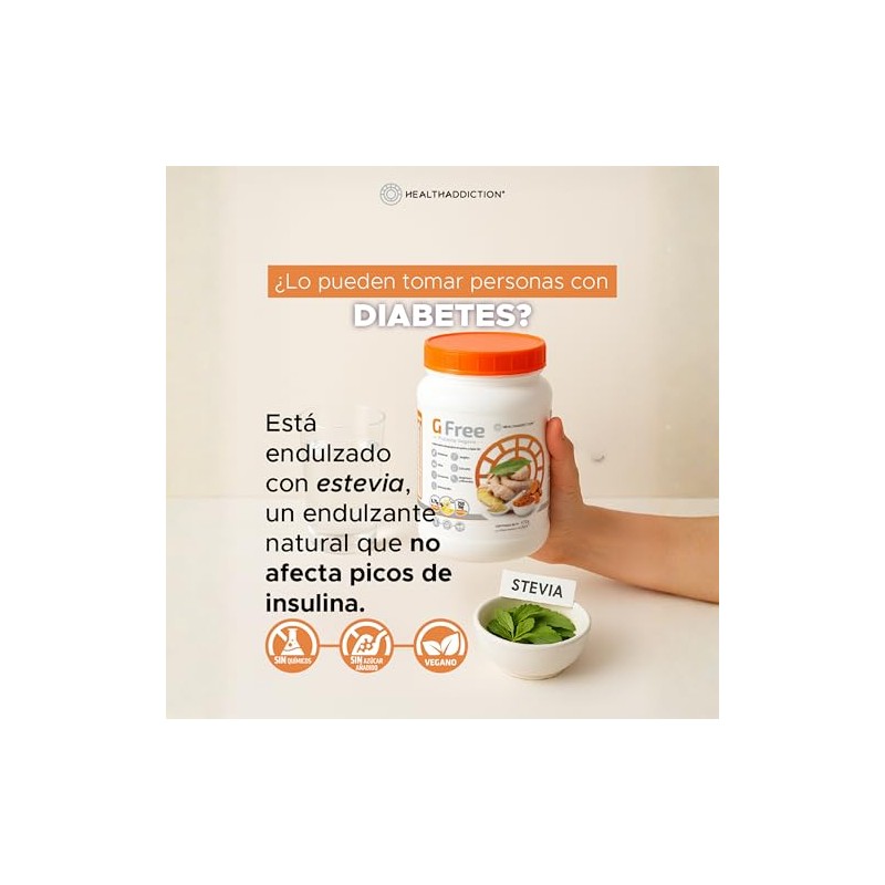 Healthaddiction Free Proteína Vegana Digestiva Cúrcuma Jengibre Glutamina Lácteos Gluten