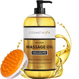 Gold Anti Cellulite Massage Oil 8.8 oz with Cellulite Massager by Cosmetasa