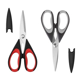 2-Pack Kitchen & Herb Stainless Steel Scissors, All Purpose Shears, Kitchen Scissor, Durable and Easy to Clean, Onyx Blac(Red,Black,Grey)