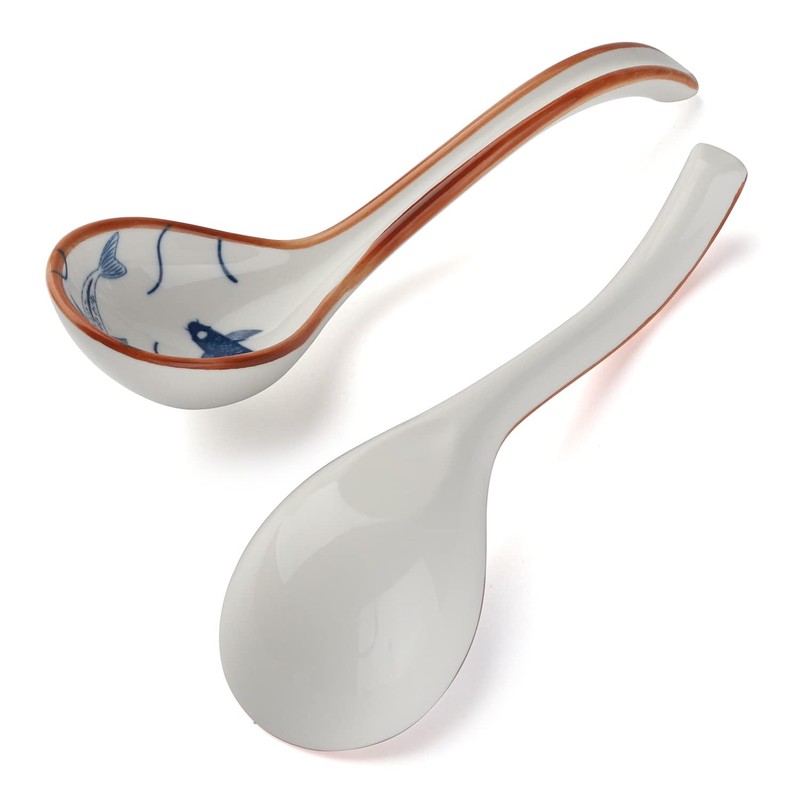Ceramic Soup Spoons Set of 4 Porcelain Japanese Soup Spoon