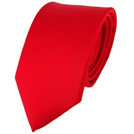 TigerTie Fashionable Satin Silk Tie in Various Colours Plain Tie 100% Silk Width 7 cm, Traffic red