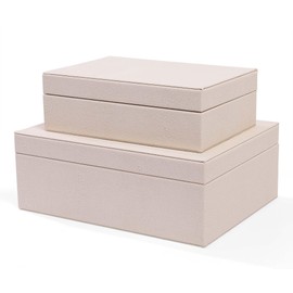 CHANG SONG Faux Leather Decorative Boxes Jewelry Storage Accessory Organizer Boxes Set of 2