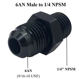 YSIL 6AN Male to 1/4" NPSM Transmission Cooler Fitting Adapter Aluminum Fits TH350 TH400 4L60E 700R4 200-4R TR6060 AOD 4R100 4R70W C5 Black 2PCS