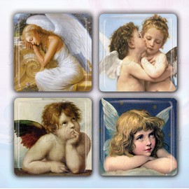 Spiritual Guardian Collection Designs Handmade Square Glass Tile Magnets 30mm (1.18") - Set of 4