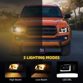 DWVO LED Headlight Assembly Compatible with 2001-2004 01 02 03 04 Tacoma Pickup Truck Headlamps Replacement Headlights Black Housing Clear Lens + Bumper Lights