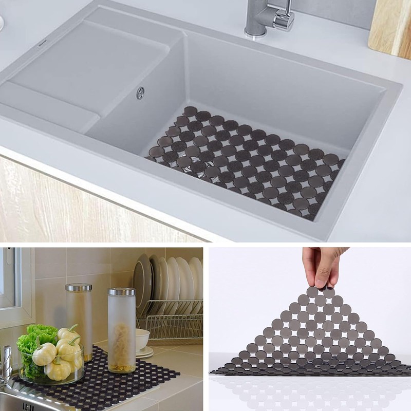 aghoer PVC Sink Mat for Kitchen Sink - Grey 30