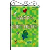 Labakita Green Pixel Themed Happy Birthday Garden Flag, Block Video