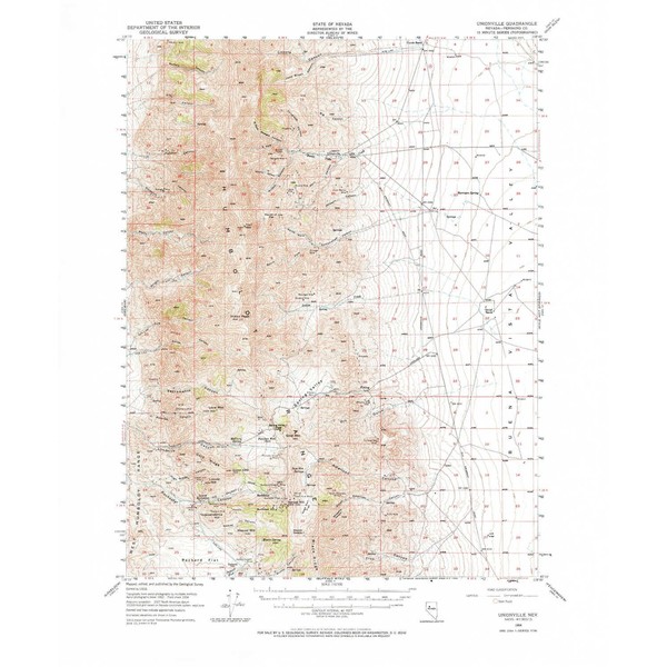 YellowMaps Unionville NV topo map, 1:62500 Scale, 15 X 15 Minute, Historical, 1954, Updated 1968, 21.7 x 18 in - Tyvek