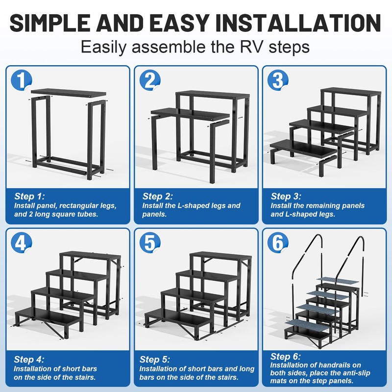 RV Steps Spa Steps with Handrail -4 Step Hot Tub