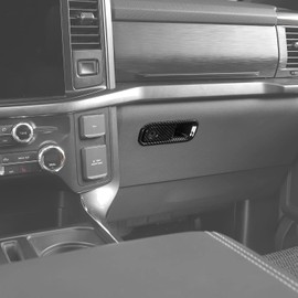 Jimen Compatible with Ford F150 2021-2022, 2PCS Car Copilot Storage Glove Box Handle Cover Interior Trim Accessories (Carbon Fiber)